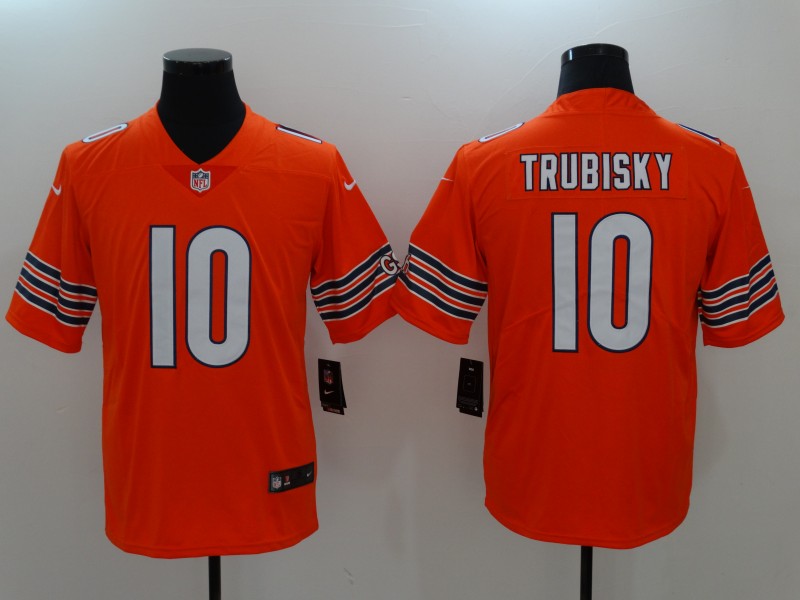 Men Chicago Bears #10 Trubisky Orange Nike Vapor Untouchable Limited NFL Jerseys